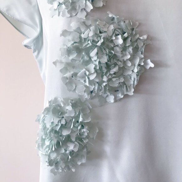 Talbots silk blouse floral silk shirt baby blue - Picture 5 of 7